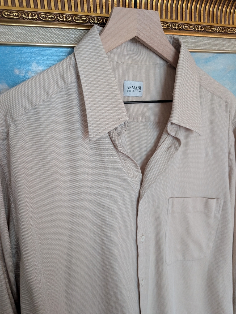 Armani Collezioni Light Beige Textured Summerweight Shirt
